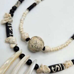 Boho Bone Black & Ivory 2-Strand 24" Necklace